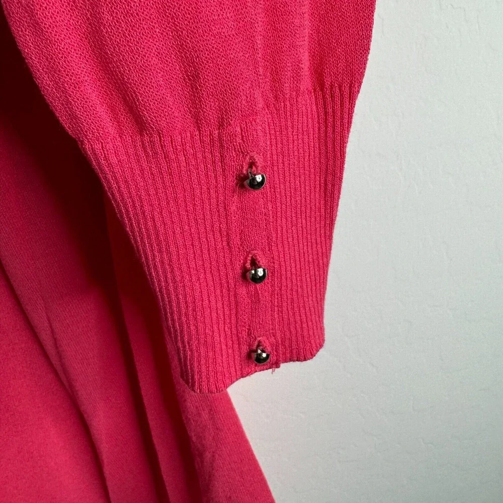 Chico's Women's Cardigan Sweater‎ Pink Cotton Blend Open Front Sz 1 Casual